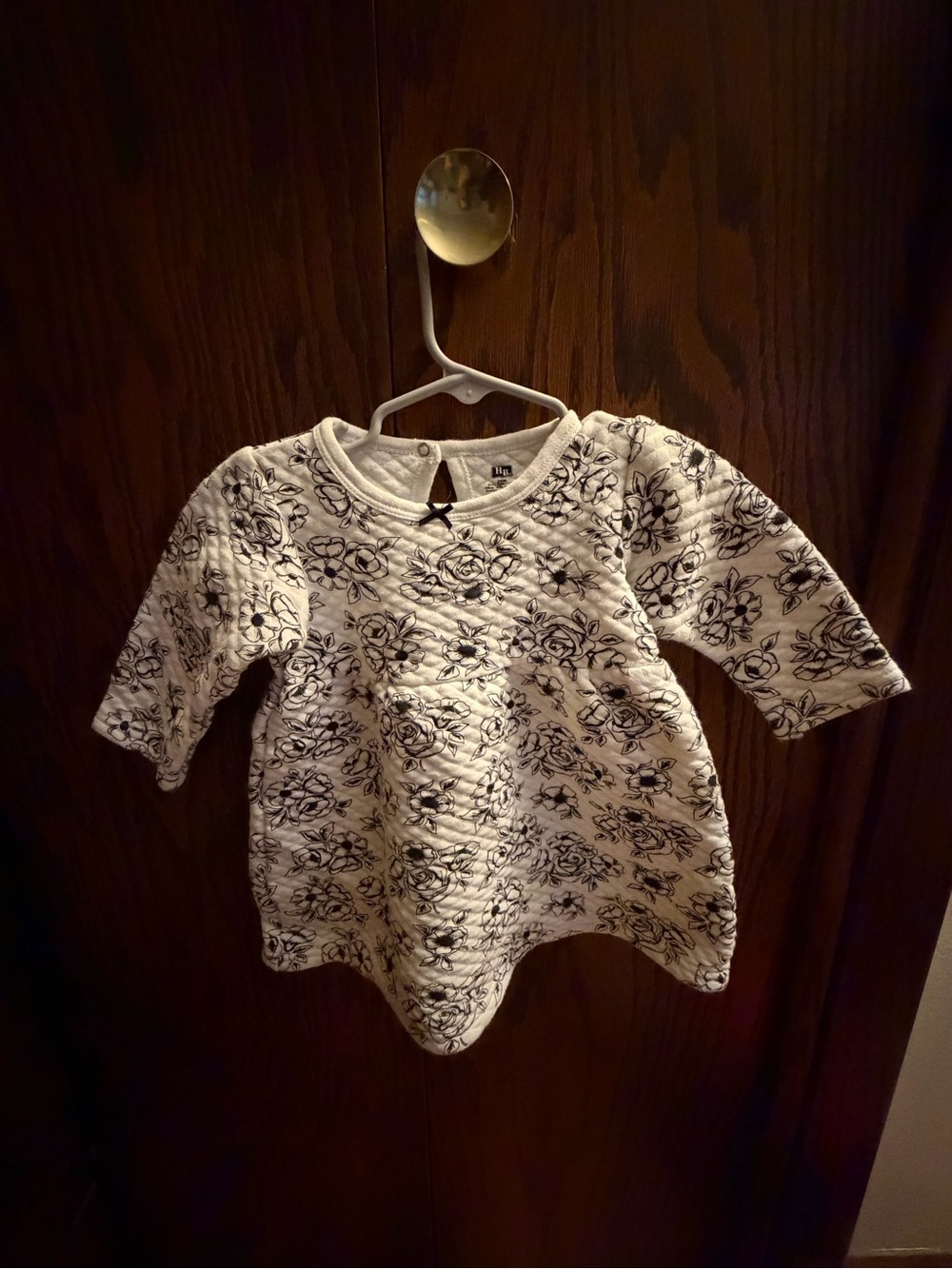Hudson Baby Cream Quilted Long-Sleeve Top with Black Floral